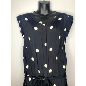 Talbot's Women's 16 Black & White Polka Dot Flutter Sleeve Wide Leg Jumper